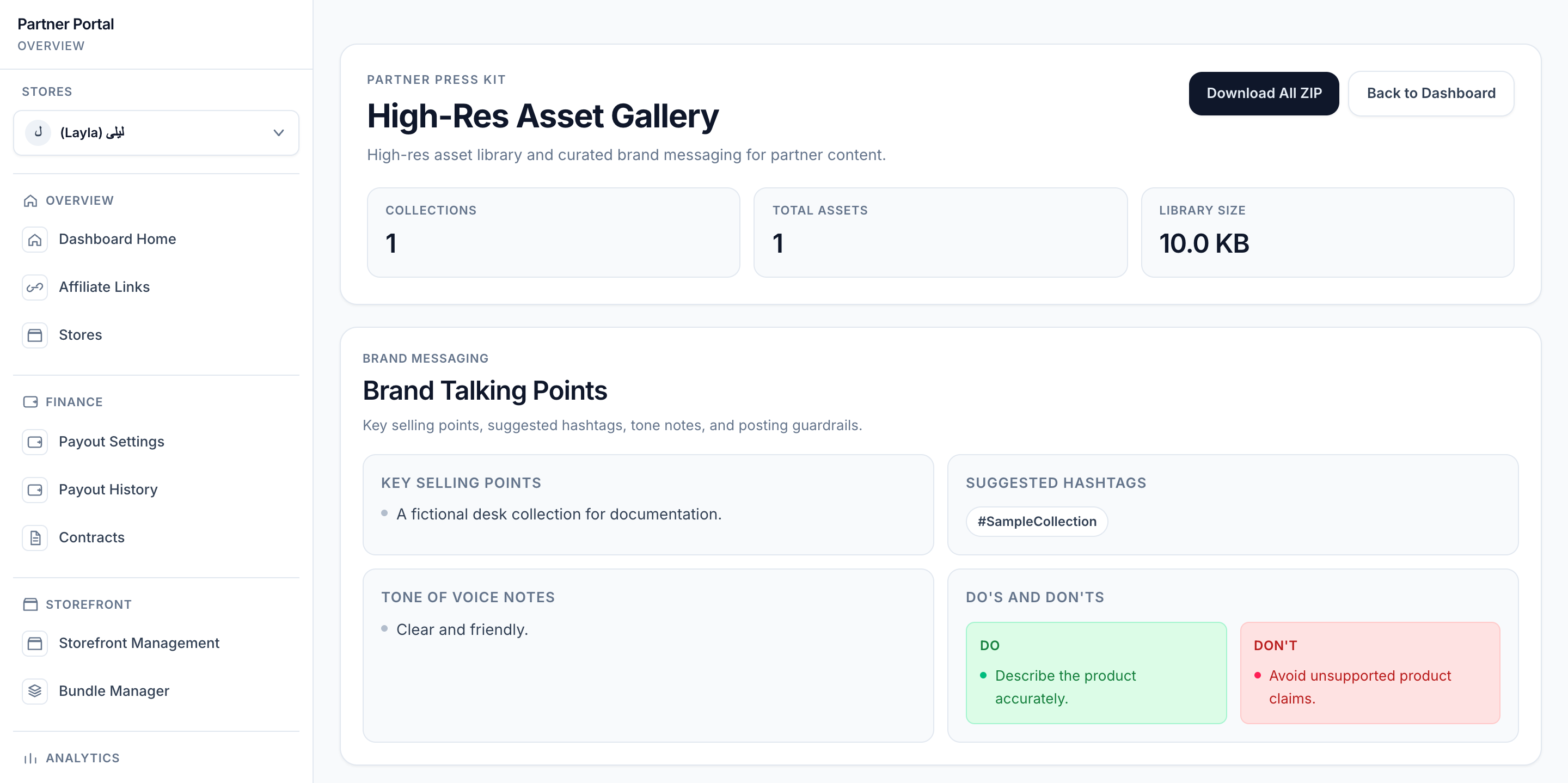 Press Kit totals and brand talking points in the VIP portal