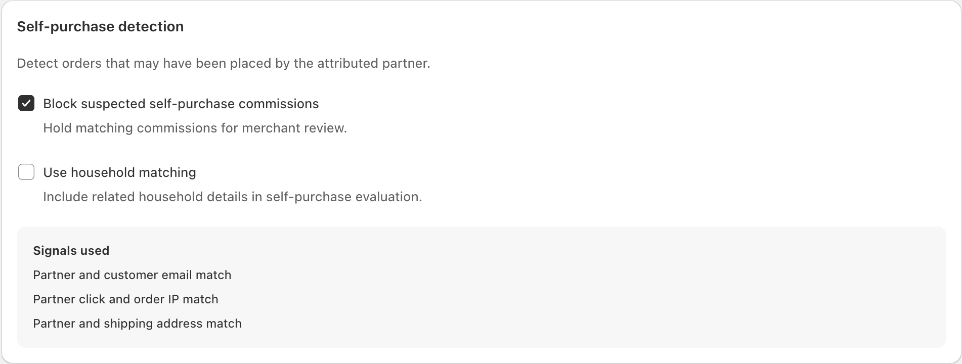 Self-purchase and same-household review controls