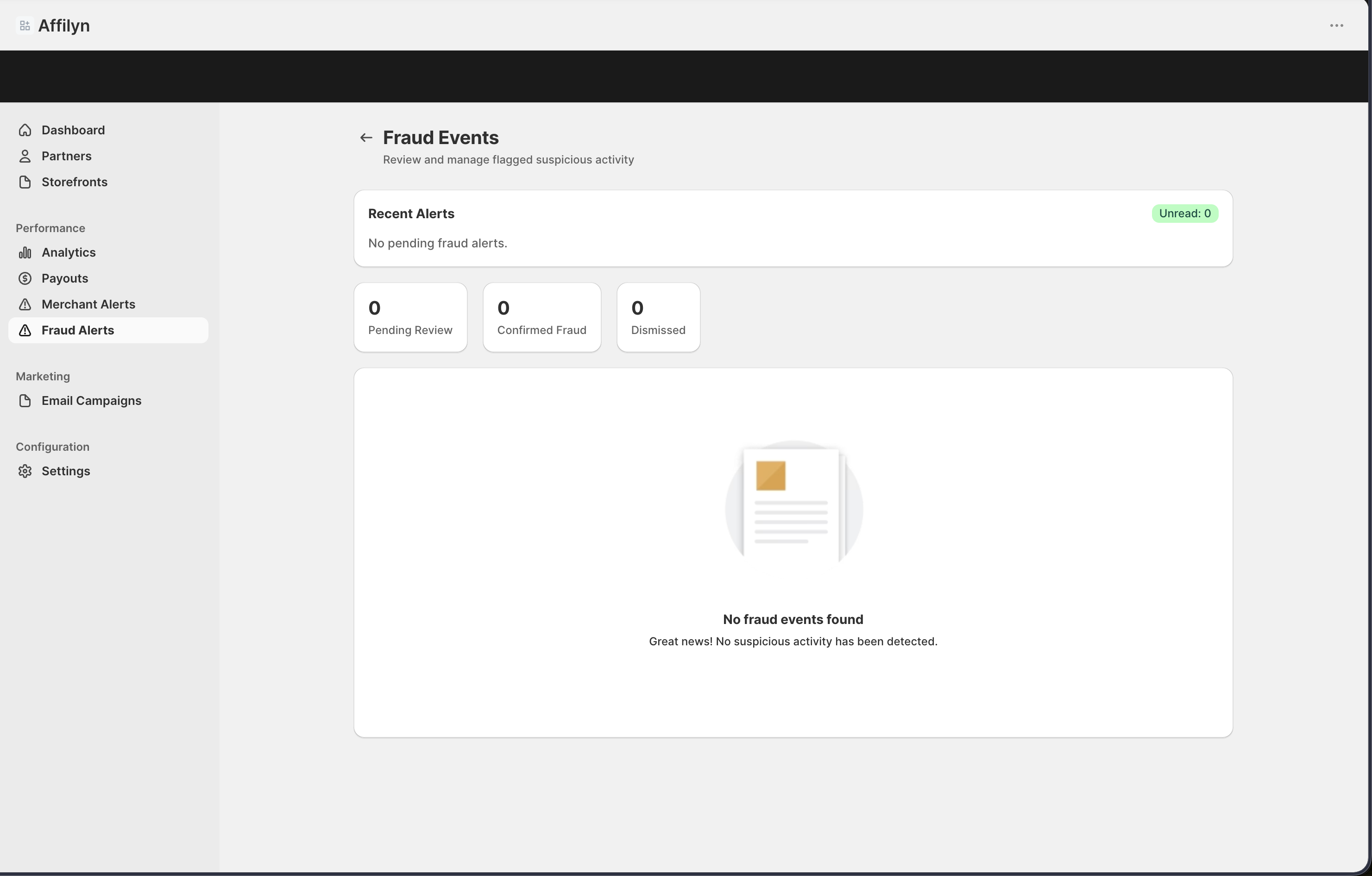 Fraud alerts list