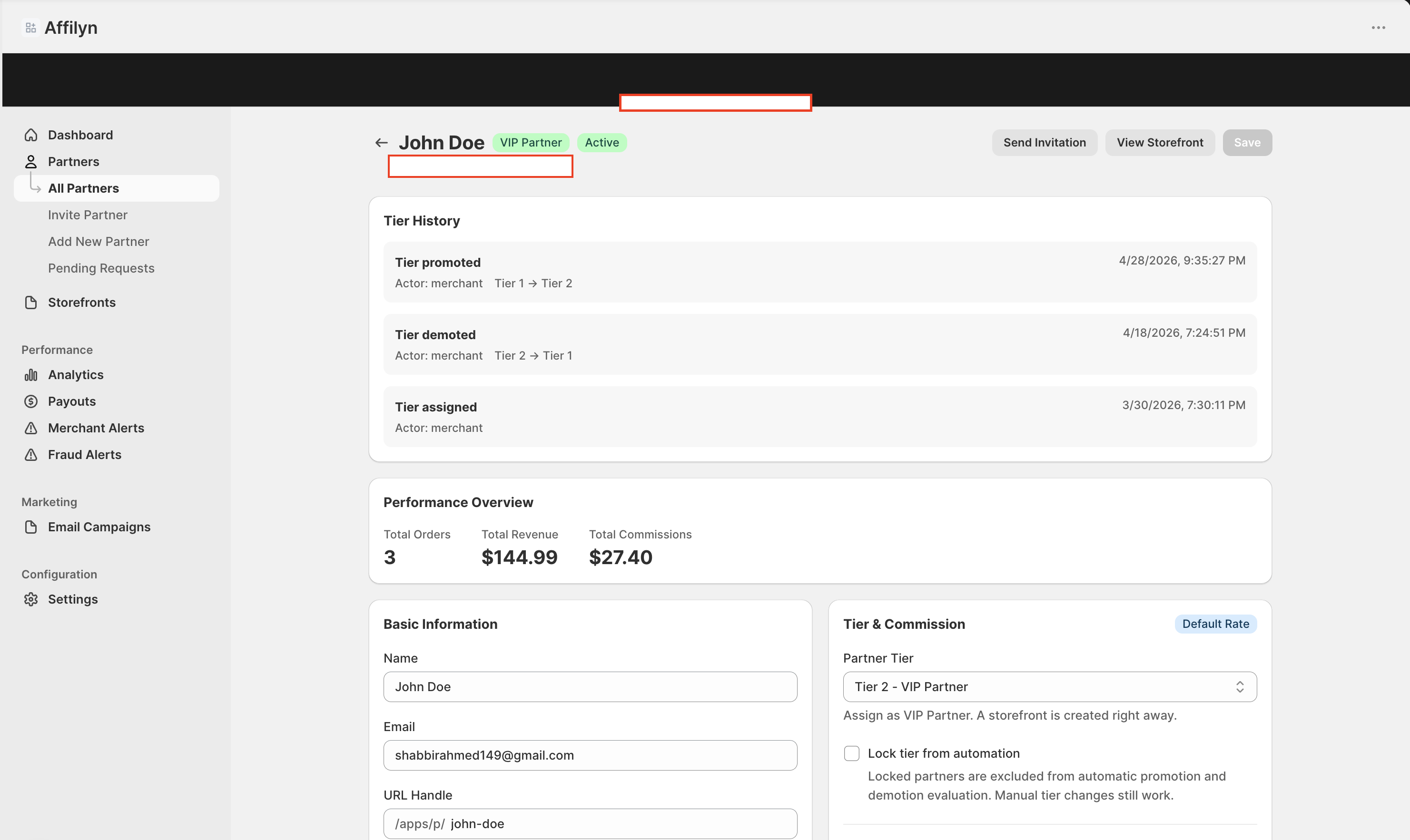 Partner detail page