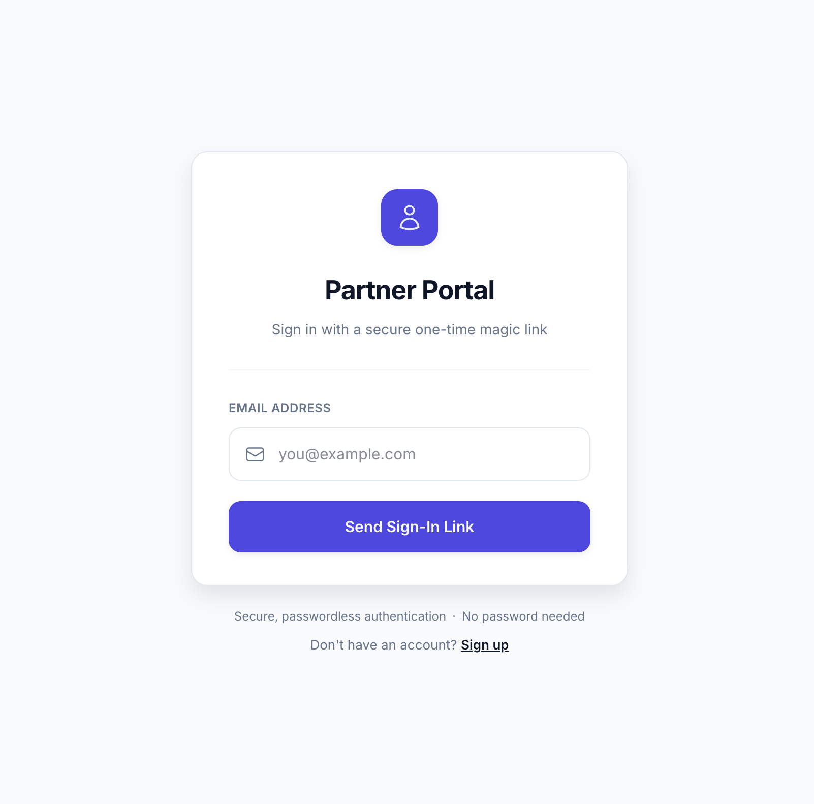 Partner Portal magic-link login