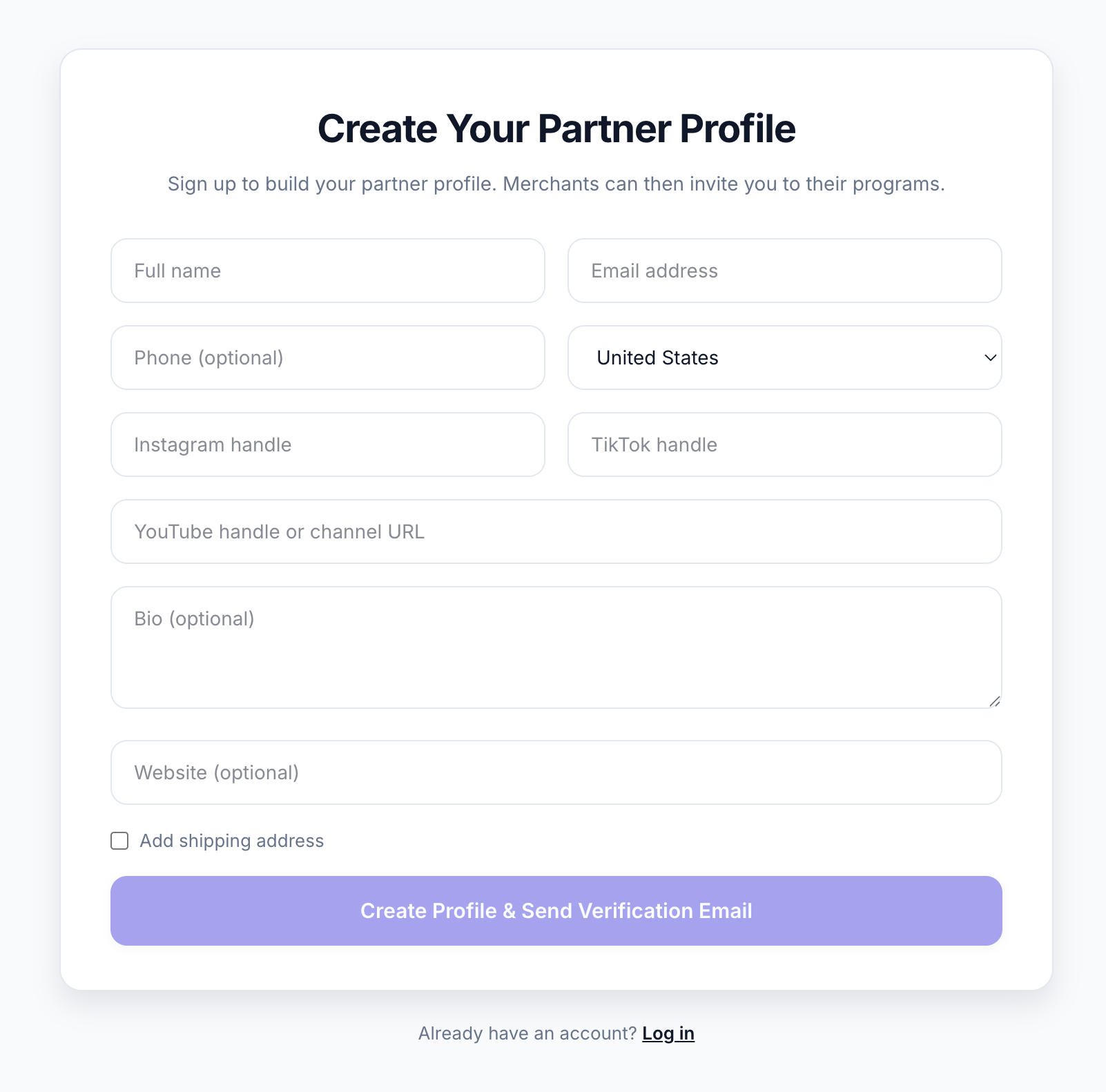 General partner sign-up form