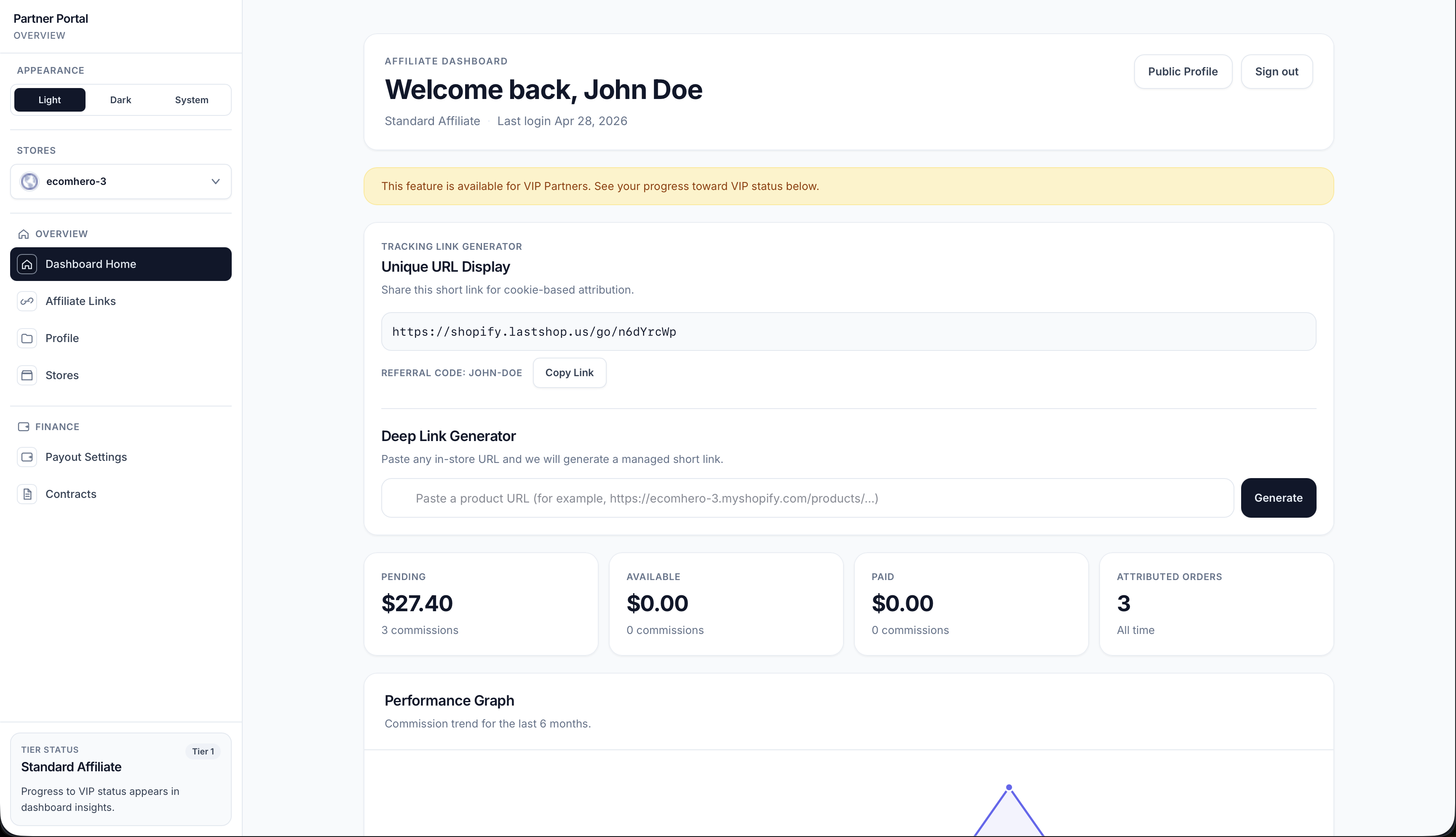 Standard Affiliate navigation