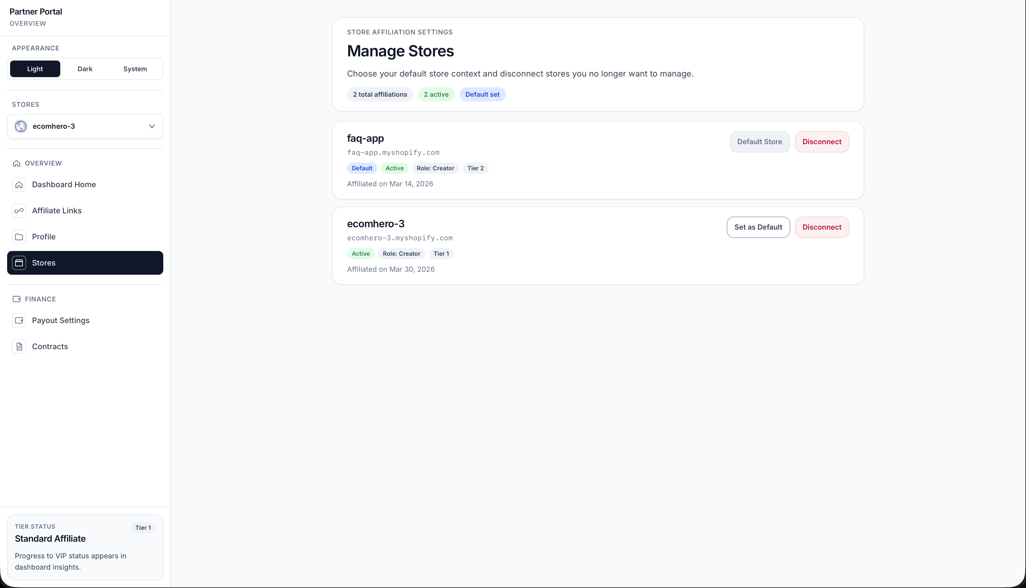 Stores page